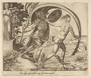 Dirck Volckertsz Coornhert Gallery: A Shield is of no Use when Fortune Turns Her Back from Six Sayings about Fortune, ca