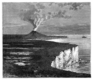 A shield volcano on Reunion island, Indian Ocean, c1890