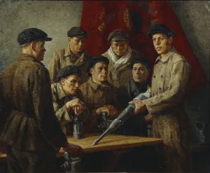 Steelworker Prints: Before shift work. Stakhanov Brigade