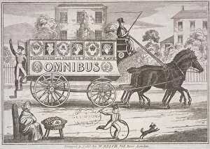 Coachman Gallery: Shillibeers first omnibus drawn by three horses, London, c1830
