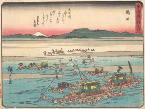 Shimada; Oigawa Shun-Gan, Banks of the Oi River, ca. 1838. ca. 1838. Creator: Ando Hiroshige