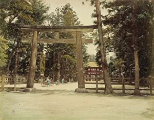 Albumen Print Hand Colored Prints: Shimo Kamo Temple, 1865. Creator: Unknown