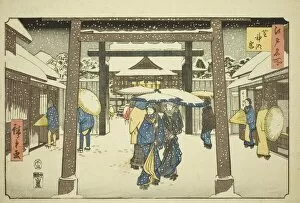 Gate Collection: Shinmei Shrine in Shiba (Shiba Shinmeigu), from the series 'Famous Places in Edo... 1858