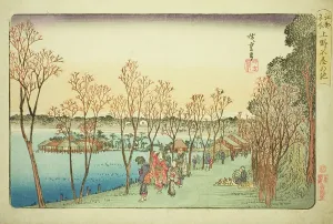 Shinobazu Pond at Ueno (Ueno Shinobazu no ike), from the series Famous Places in... c.1832/34. Creator: Ando Hiroshige. Shinobazu Pond at Ueno (Ueno Shinobazu no ike), from the series Famous Places in... c.1832/34. Creator: Ando Hiroshige