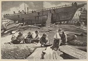 Local Industry Gallery: Ship-Building, Gloucester Harbor, published 1873. Creator: Winslow Homer