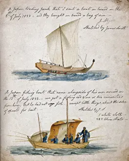 Junk Prints: Ship-building: two types of Japanese boat, 1833. Creator: James Smith