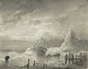 Sinking Prints: Ship in distress off the coast, c.1825-c.1875. Creator: Circle of Petrus Johannes Schotel