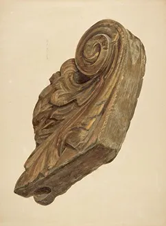 Watercolour On Board Prints: Ship Figurehead, c. 1939. Creator: Samuel Philpot
