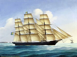 Cream Collection: The ship Indiaman, 1864. Creator: Heinrich Petersen