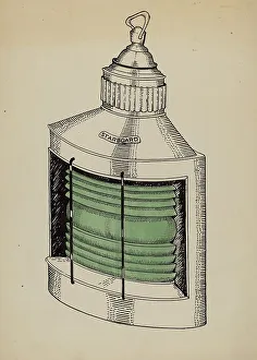Huston Florence Prints: Ship Lantern, c. 1936. Creator: Florence Huston