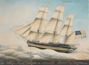 Pen And Black Ink Prints: The Ship Macon, 1828-35. Creator: Nivelet