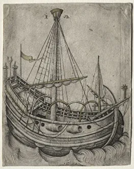 A Ship Moving Toward the Right. Creator: Israhel van Meckenem (German, c. 1440-1503)