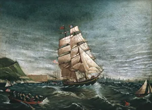 Ship in New York Harbor, ca. 1890. Creator: Unknown