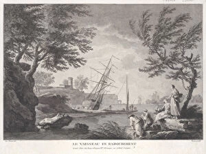 View To Sea Collection: The Ship Being Repaired, ca. 1750-1800. Creator: Pierre Francois Basan