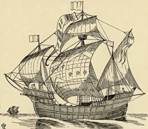 Charles Henry Bourne Quennell Collection: A Ship of the time of Christopher Columbus, (1931). Artist: Charles Henry Bourne Quennell
