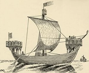 Castellated Gallery: A Ship of the time of Edward I. (based on the Dover seal, 1284), (1931). Artist