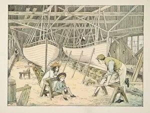 Dry Dock Gallery: The Shipbuilder, from Four and Twenty Toilers, pub. 1900 (colour lithograph)