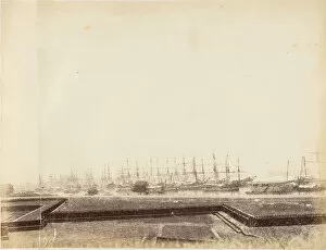 Calcutta Collection: [Shipping in the Hooghly near Fort, Calcutta], 1850s. Creator: Captain R. B. Hill