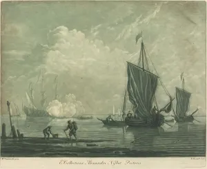 Velde Willem Van De I Prints: Shipping Scene from the Collection of Alexander Nisbit, 1720s. Creator: Elisha Kirkall