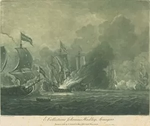 Naval Battle Gallery: Shipping Scene from the Collection of John Hadley, 1720s. Creator: Elisha Kirkall