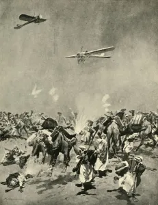 Arabs Gallery: Ships of the Air versus Ships of the Desert, First World War, (c1920). Creator: Unknown