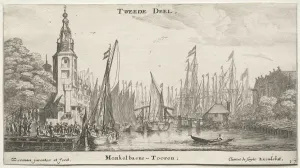 Reinier Nooms Prints: Ships of Amsterdam: Canal near Amsterdam and Tower of Monkel