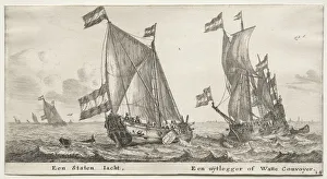 Reinier Nooms Prints: Ships of Amsterdam: Dutch Admiralty Yacht. A Guard Ship. Creator: Reinier Nooms (Dutch, c