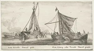 Reinier Nooms Prints: Ships of Amsterdam: A Frisian Peat Barge. The Dynop, near the Veensche Peat Pond