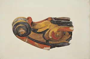 Billethead Prints: Ships Billethead, c. 1939. Creator: Lucille Chabot