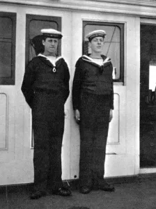 Victoria And Albert Iii Gallery: Two ships boys on the royal yacht Victoria and Albert III, 1908.Artist: Queen Alexandra
