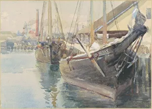 Paperboard Prints: Ships at the Dock, 1893. Creator: Dora Louise Murdoch