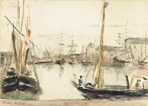 1875 Prints: Ships in the Harbor, c1875. Creator: Berthe Morisot