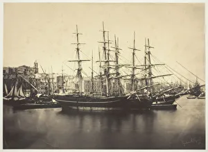 Gray Gustave Le Prints: Ships in the Harbor at Sete, 1857. Creator: Gustave Le Gray