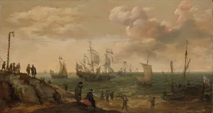 Adam Willaerts Prints: Ships off a Coast, 1628. Creator: Adam Willaerts