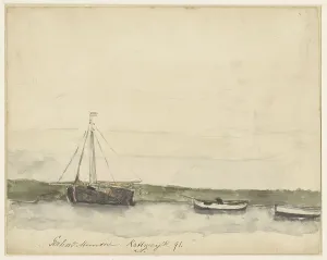 Gerhard Morgenstjerne Munthe Prints: Ships in the port of Katwijk aan Zee, 1885-1927. Creator: Gerhard Munthe
