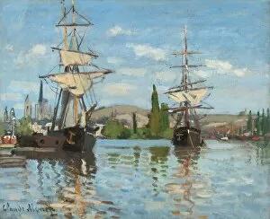 Haute Normandie Collection: Ships Riding on the Seine at Rouen, 1872 / 1873. Creator: Claude Monet