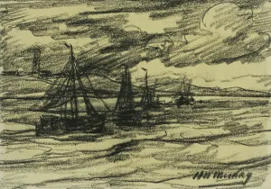 Dunald Mill Hole Prints: Ships at Sea, 1908. Creator: Hendrik Willem Mesdag