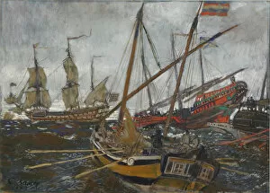 Surge Gallery: Ships at the Time of Peter I, 1909. Artist: Lanceray (Lansere), Evgeny Evgenyevich (1875-1946)