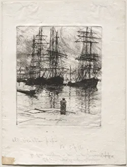 Otto H Bacher American Prints: Three Ships, Venice, 1880. Creator: Otto H. Bacher (American, 1856-1909)