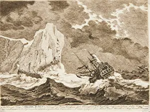 1760s Prints: Ships of War in a Storm, 1750s-1770s Creator: William Baillie