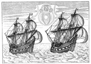 Willem Barentsz Collection: Ships of Willem Barents expedition to the Arctic, 1596