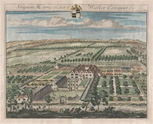 Hand Colored Etching And Engraving Prints: Shipton Moyne, The Seat of Walter Estcourt, Esq. [1712] reissued 1768