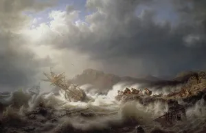 Rigging Prints: Shipwreck, 1853. Creators: Kilian Christoffer Zoll, Markus Larsson