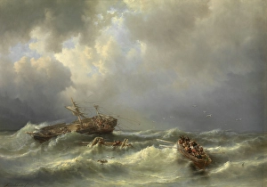 Laridae Prints: Shipwreck, 1857. Creator: Henri Adolphe Schaep