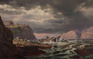 Johan Christian Clausen Dahl Prints: Shipwreck on the Coast of Norway, 1832. Creator: Johan Christian Dahl