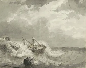 Sinking Prints: Shipwreck on a rocky coast, c.1825-c.1875. Creator: Circle of Petrus Johannes Schotel