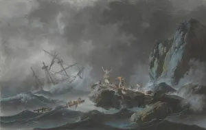 Stormy Prints: A Shipwreck in a Storm, 1782. Creator: Jean-Baptiste Pillement