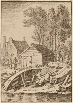 Boatbuilding Prints: Shipyard, 1761, published 1765. Creator: Cornelis Ploos van Amstel