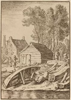 Boatbuilding Gallery: Shipyard, 1761, published 1765. Creator: Cornelis Ploos van Amstel