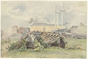 Derelict Prints: Shipyard, 1850. Creator: Willem Antonie van Deventer
